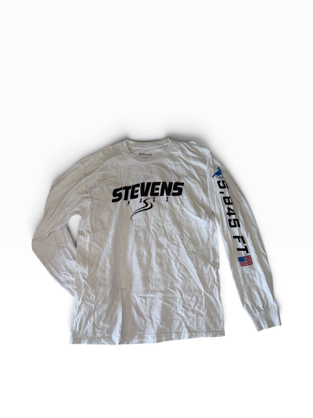 Ouray Men's White Long Sleeve Tee | Size L | Stevens Pass Graphic
